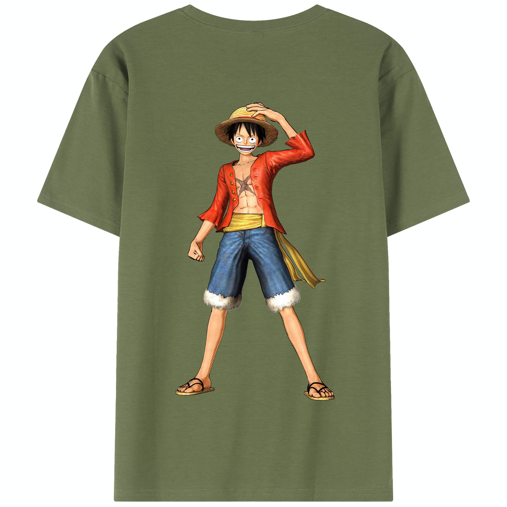 ワンピース モンキー・D・ルフィ ONE PIECE Monkey D. Luffy 綿100％半袖Tシャツ（背面プリント）